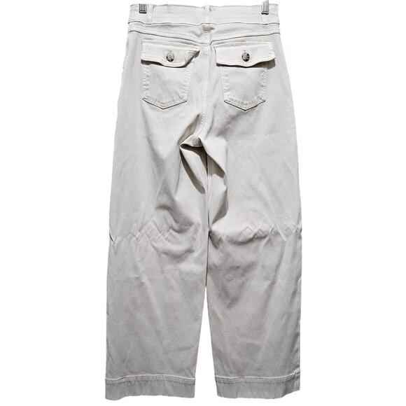 Spanx White Twill Crop Wide-Leg Cotton Blend High-Waist Pants M/M - Picture 2 of 16